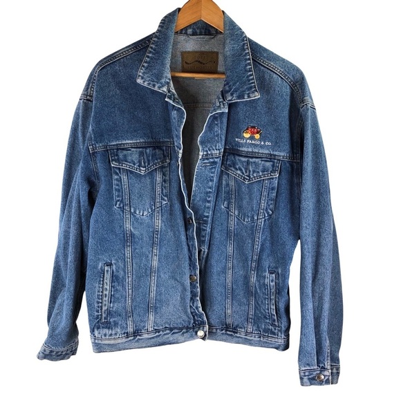 90's Vtg Port Authority Mens Denim Jean Jacket Sz L Trucker Medium Wash Cotton - Picture 2 of 11